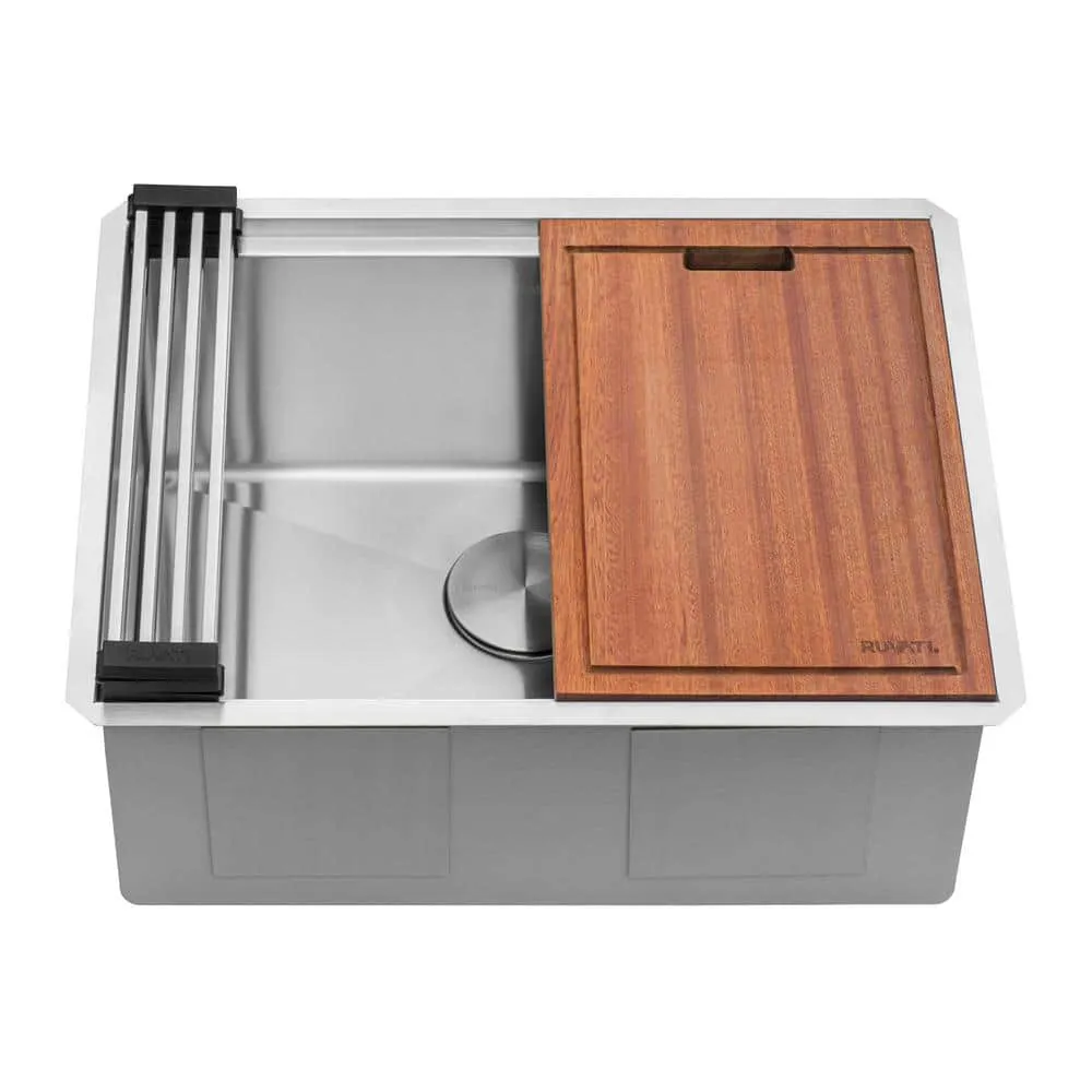 Ruvati Alto 27-Inch Undermount 16 Gauge Stainless Steel Deep Laundry Utility Workstation Sink, photo 3 of 8
