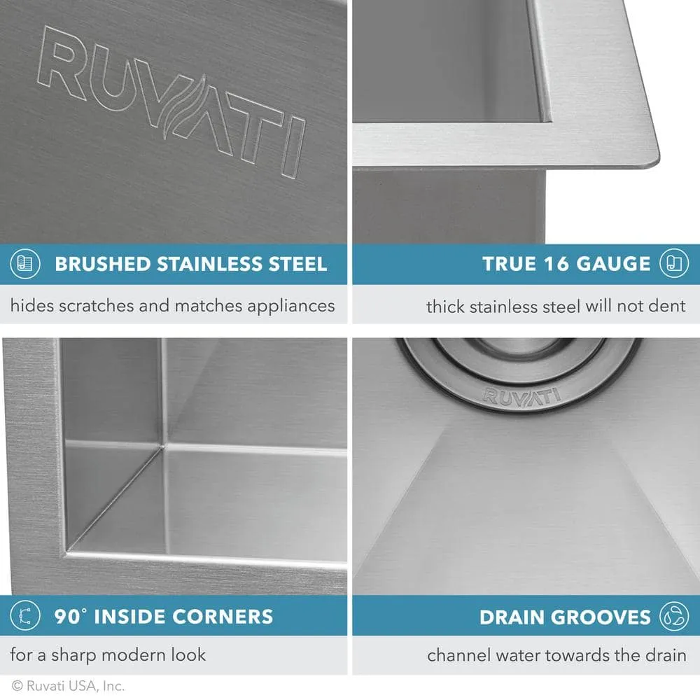 Ruvati Alto 27-Inch Undermount 16 Gauge Stainless Steel Deep Laundry Utility Workstation Sink, photo 6 of 8