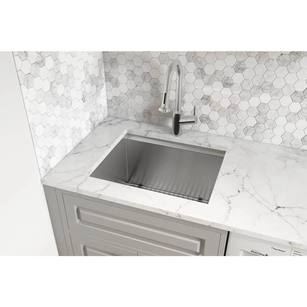 Ruvati Alto 27-Inch Undermount 16 Gauge Stainless Steel Deep Laundry Utility Workstation Sink, photo 4 of 8
