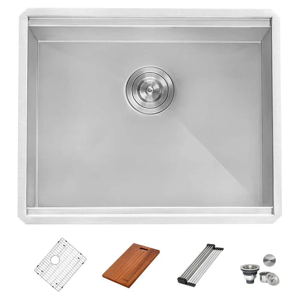 Ruvati Alto 27-Inch Undermount 16 Gauge Stainless Steel Deep Laundry Utility Workstation Sink, photo 2 of 8