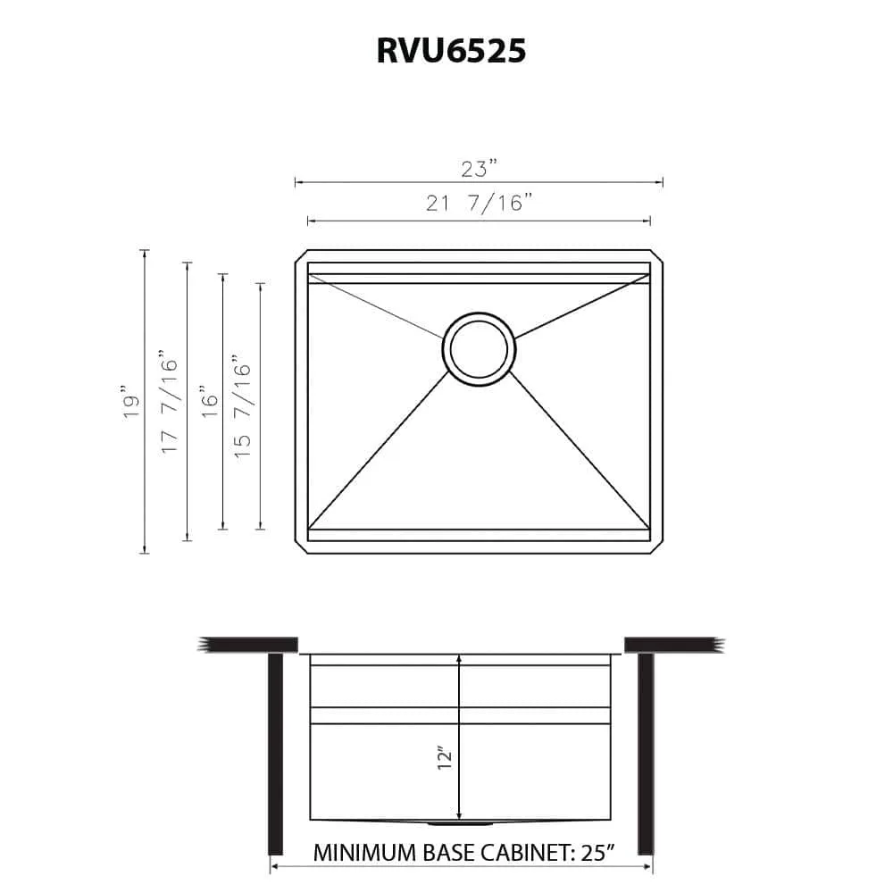 Ruvati Alto 23 in. x 19 in. x 13 in. 16 Gallons Undermount Laundry/Utility Sink in Stainless Steel with Washboard, photo 7 of 7