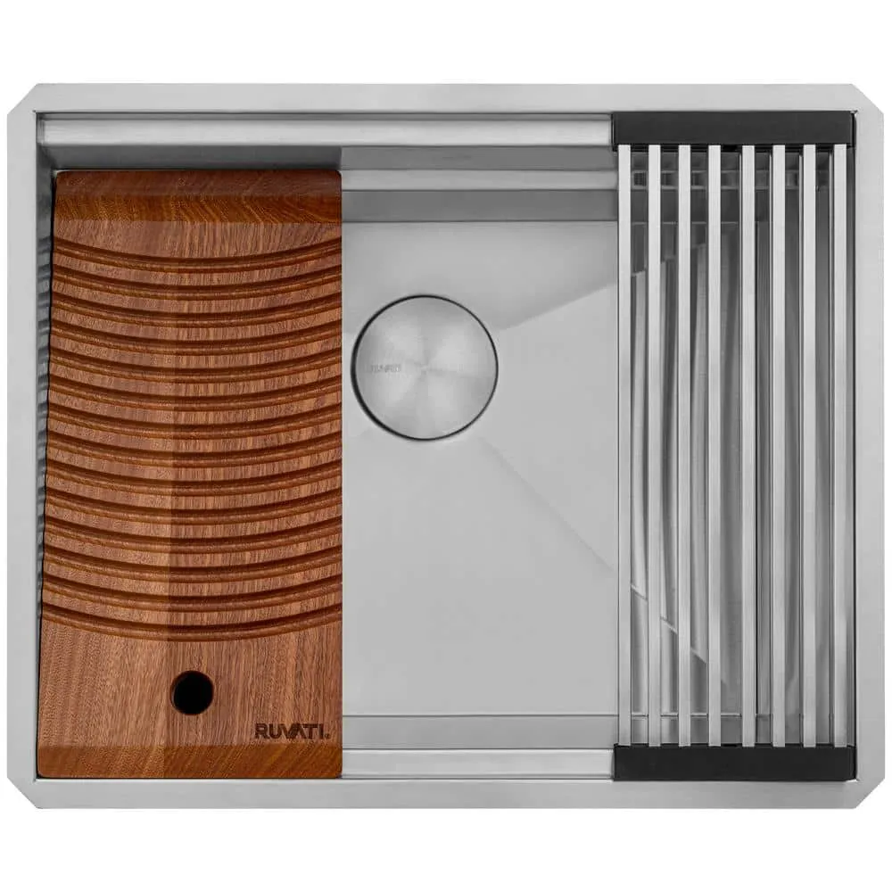 Ruvati Alto 23 in. x 19 in. x 13 in. 16 Gallons Undermount Laundry/Utility Sink in Stainless Steel with Washboard, photo 2 of 7