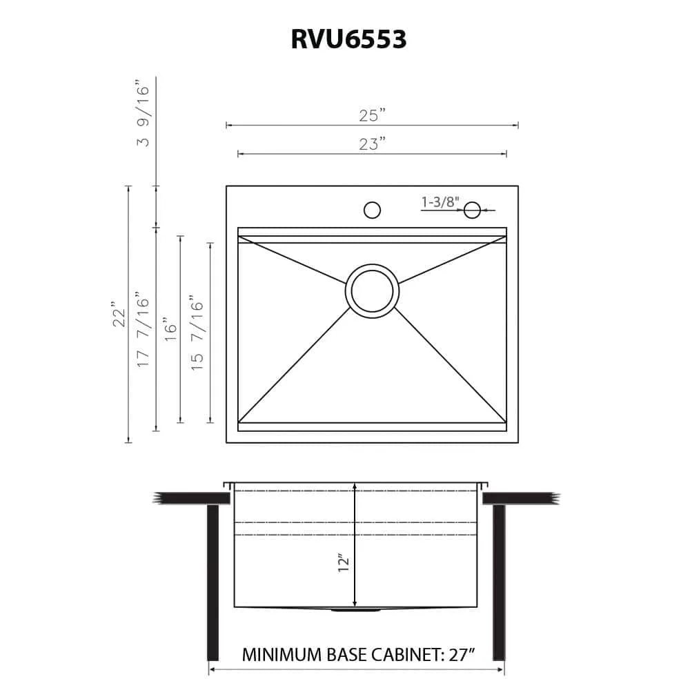 Ruvati Alto 25x22x12 Inch Stainless Steel Laundry Workstation Sink with Washboard, photo 9 of 9