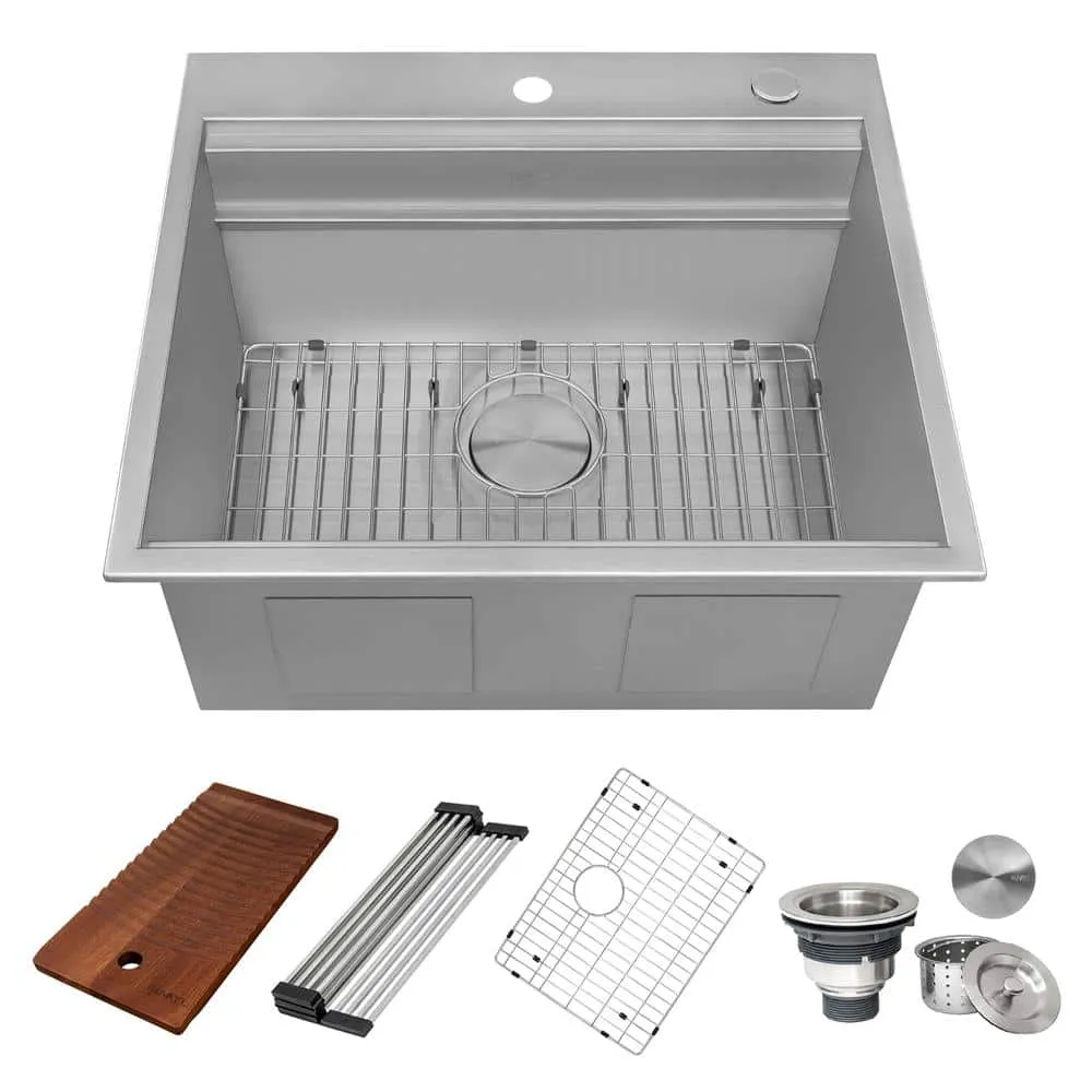 Ruvati Alto 25x22x12 Inch Stainless Steel Laundry Workstation Sink with Washboard, photo 4 of 9