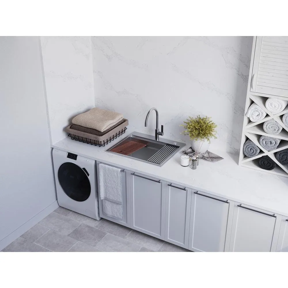 Ruvati Alto 25x22x12 Inch Stainless Steel Laundry Workstation Sink with Washboard, photo 8 of 9