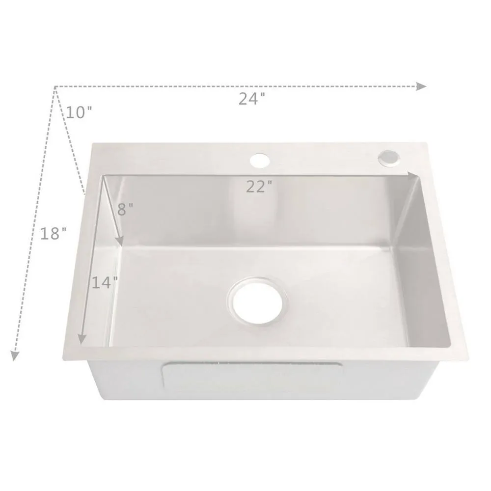 Tileon Stainless Steel Drop-In Laundry Sink with Cabinet and Faucet Combo in White, photo 3 of 10