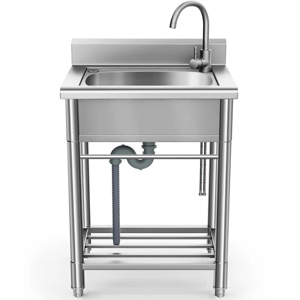 UKISHIRO 19.6 in. D x 21.6 in. W 7.6 gal Stainless Steel Laundry Utility Sink with Faucet, photo 9 of 9