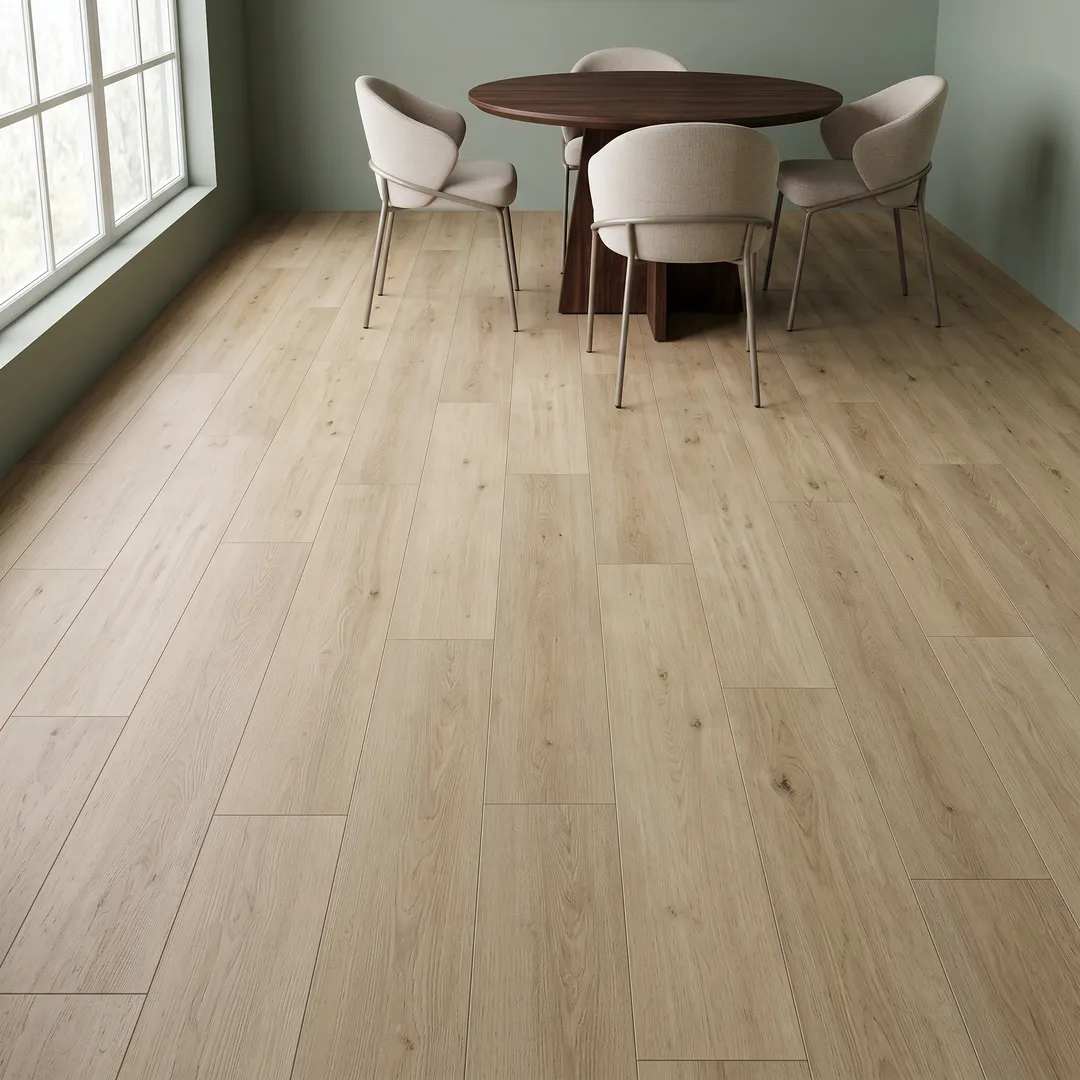STAINMASTER Austen Oak 6-mm x 7-3/32-in W x 47-in L Waterproof Interlocking Luxury Vinyl Plank Flooring (17.33-sq ft/case), in a room, photo 2 of 2