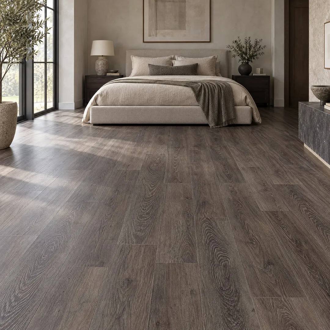 STAINMASTER 10-Piece 5.74-in x 47.74-in Burnished Oak- Steel Luxury Vinyl Plank Flooring- (19.03 sq. ft. Case), in a room, photo 2 of 2