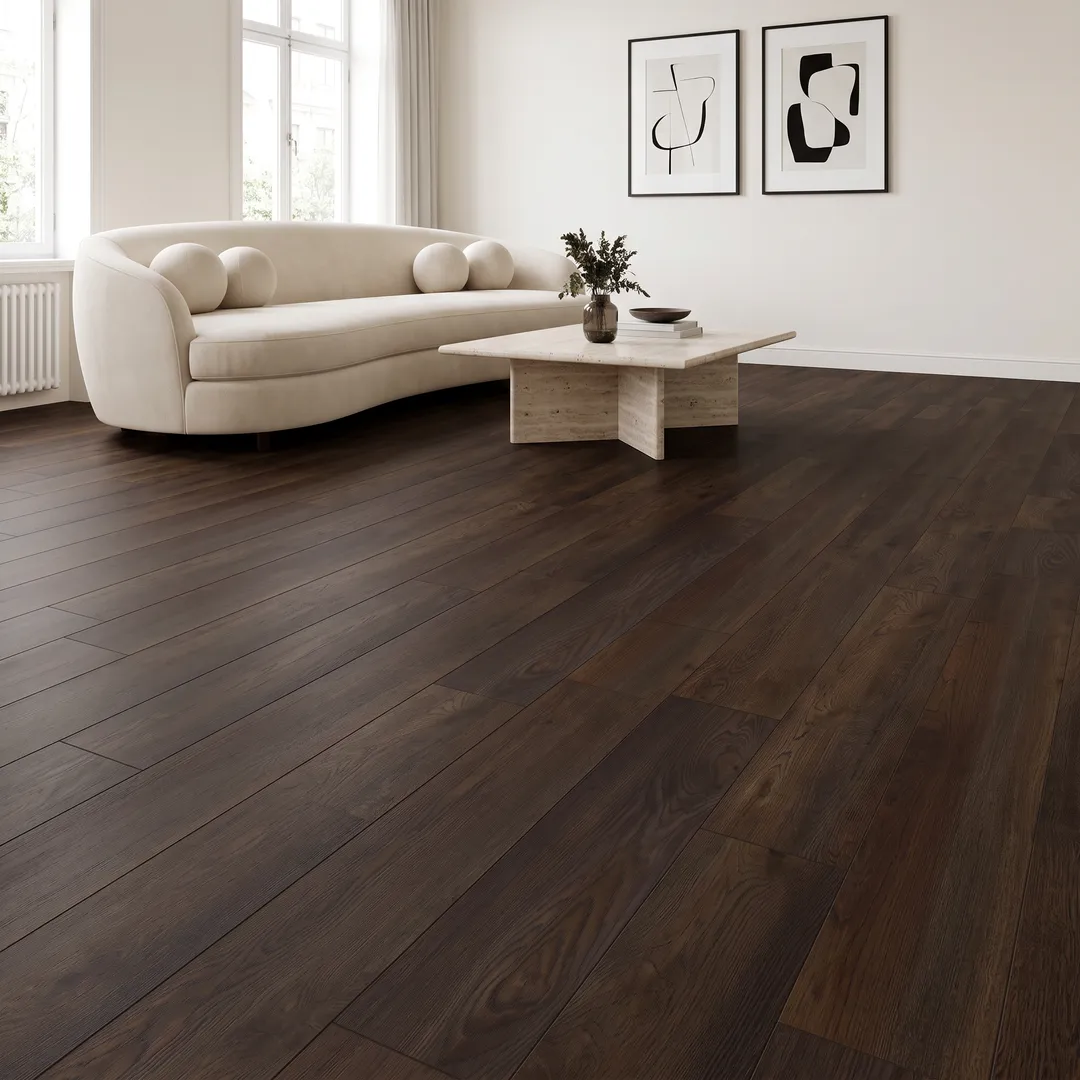 Byrnes Oak 12-mil x 9-in W x 60-in L Waterproof Interlocking Luxury Vinyl Plank Flooring (22.53-sq ft/ Carton), in a room, photo 2 of 2