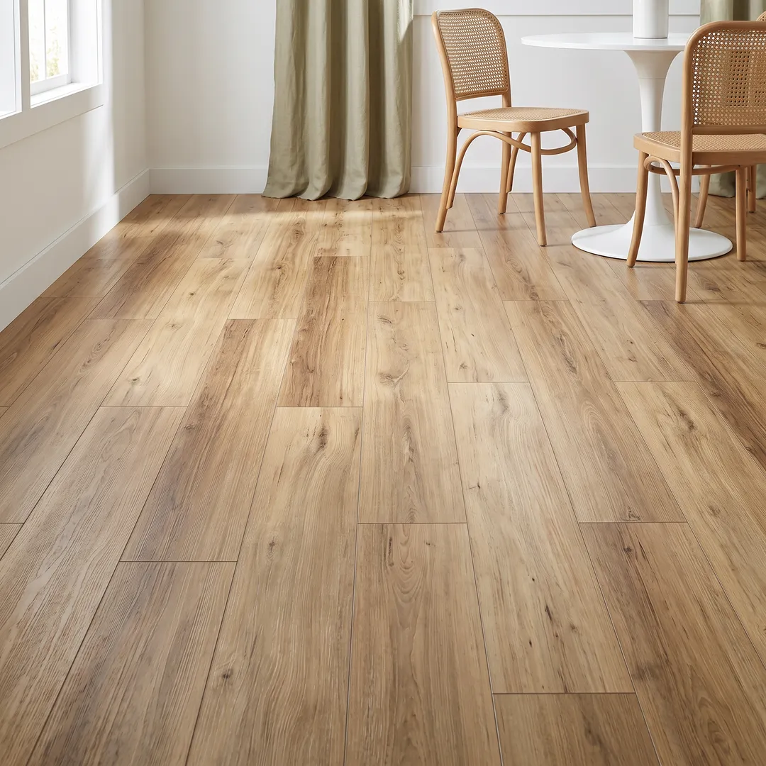 Golden Belle Hickory 12-mil x 7-in W x 48-in L Waterproof Interlocking Luxury Vinyl Plank Flooring (19.22-sq ft/ Carton), in a room, photo 2 of 2