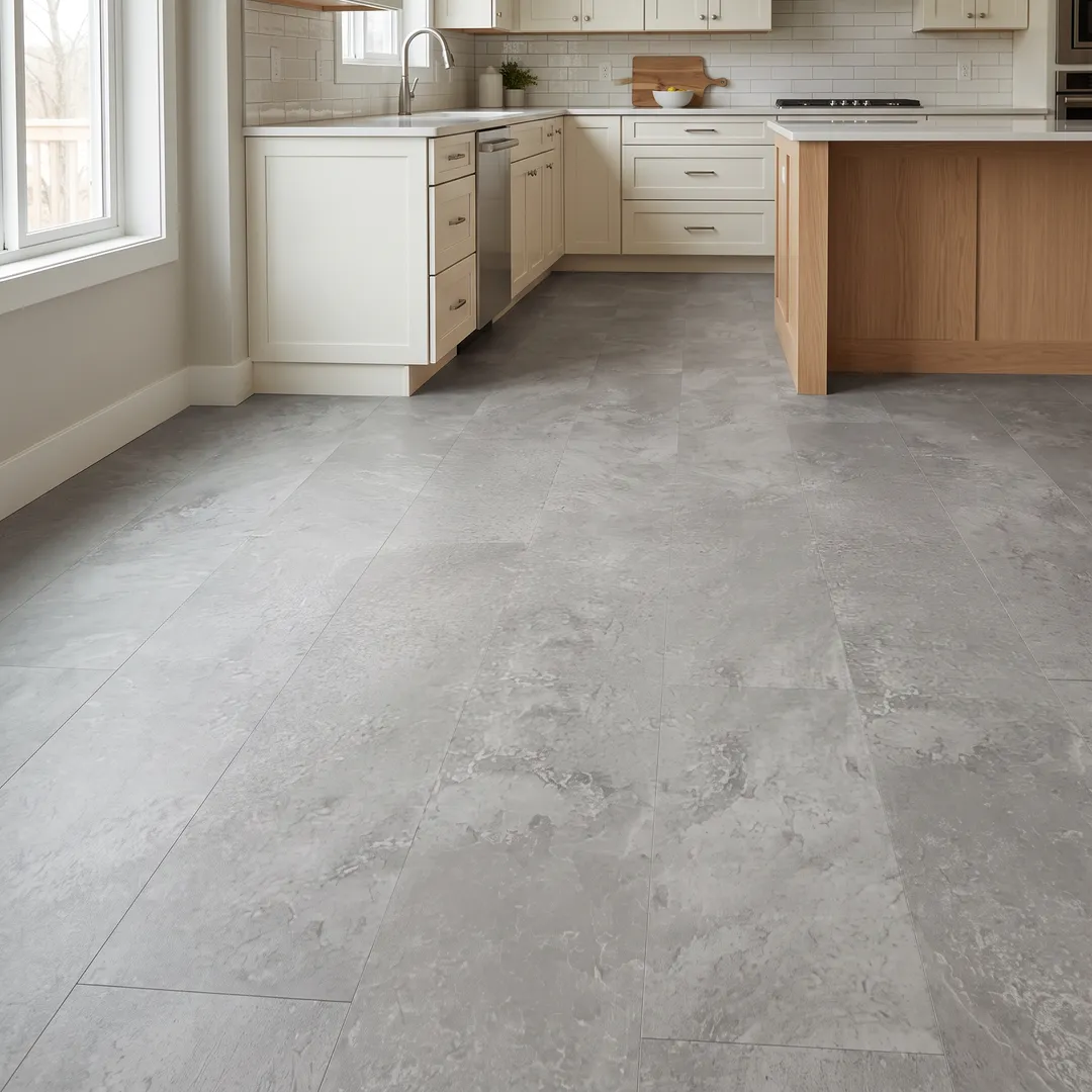 Graystone 12-mil x 12-in W x 24-in L Waterproof Interlocking Luxury Vinyl Tile Flooring (19.79-sq ft/ Carton), in a room, photo 2 of 2