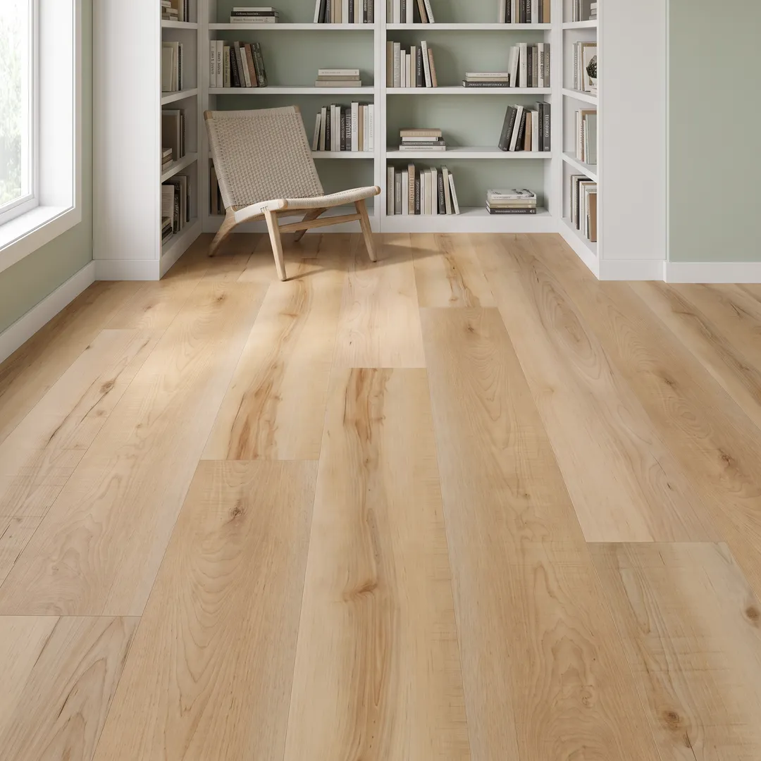 Henley Oak 12-mil x 9-in W x 60-in L Waterproof Interlocking Luxury Vinyl Plank Flooring (22.53-sq ft/ Carton), in a room, photo 2 of 2