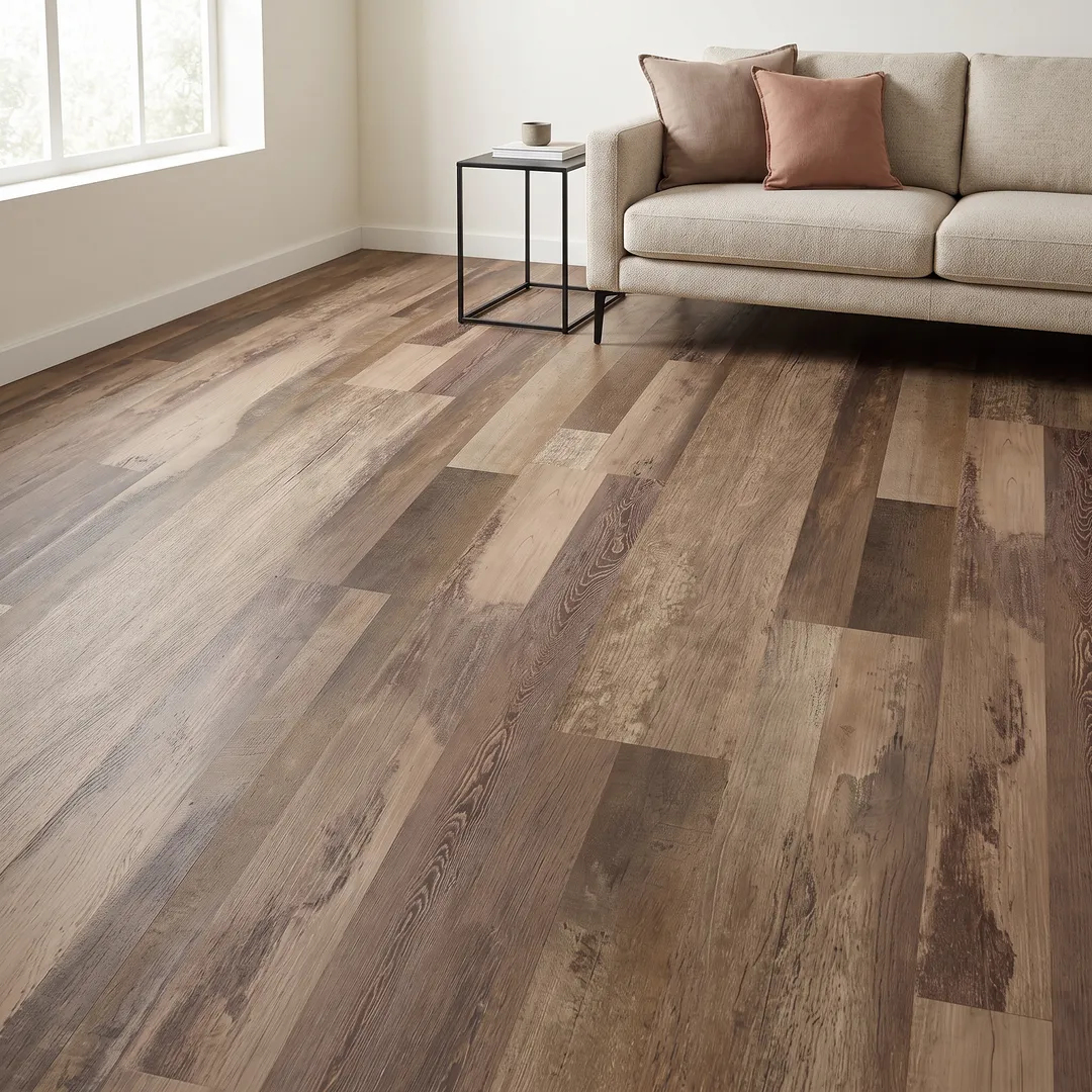 Russet 12-mil x 7-in W x 48-in L Waterproof Interlocking Luxury Vinyl Plank Flooring (18.78-sq ft/ Carton), in a room, photo 2 of 2