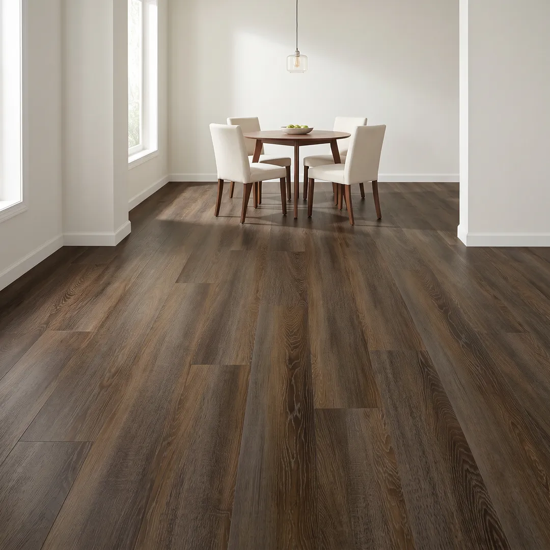STAINMASTER Summit Oak 6-mm x 7-in W x 48-in L Waterproof Interlocking Luxury Vinyl Plank Flooring (18.78-sq ft/case), in a room, photo 2 of 2