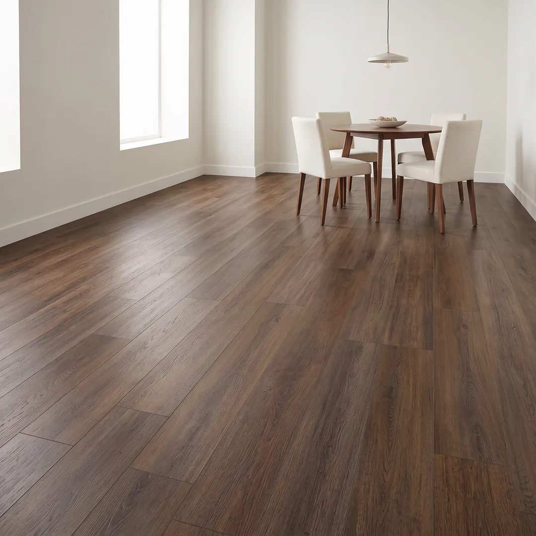 STAINMASTER Truffle 6-mm x 7-in W x 48-in L Waterproof Interlocking Luxury Vinyl Plank Flooring (18.78-sq ft/case), in a room, photo 2 of 2
