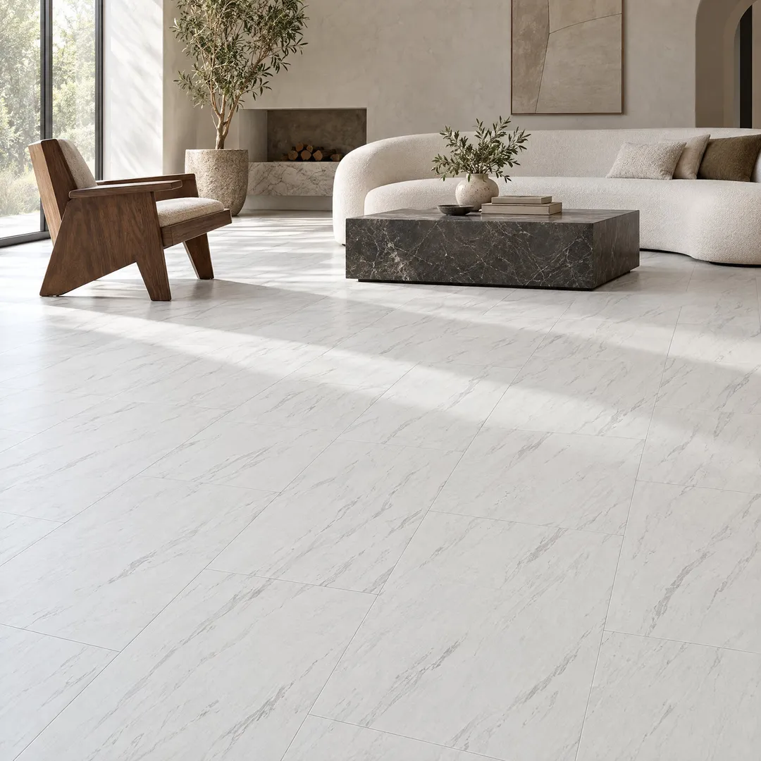 Tuscana Marble 12-mil x 12-in W x 24-in L Waterproof Interlocking Luxury Vinyl Tile Flooring (19.88-sq ft/ Carton), in a room, photo 2 of 2