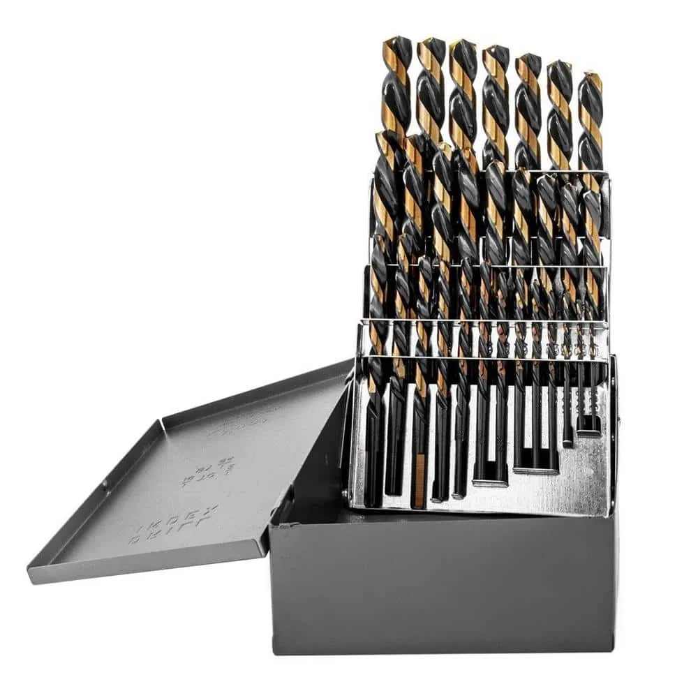 STARK USA Heavy-Duty High Speed Steel Drill Bit Set Black Gold Finish HSS 135 Split Jobber Length (21-Pieces), photo 5 of 5
