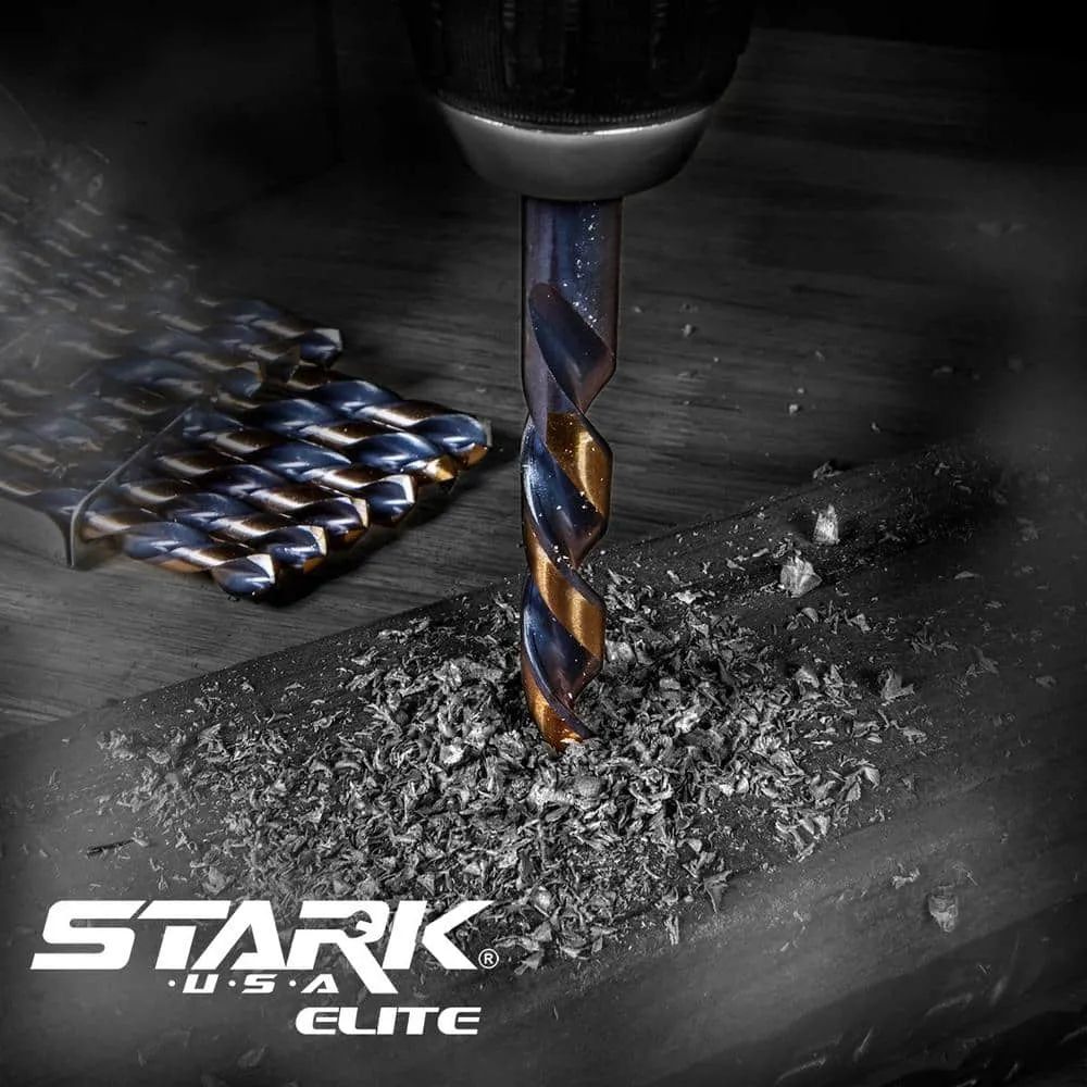 STARK USA Heavy-Duty High Speed Steel Drill Bit Set Black Gold Finish HSS 135 Split Jobber Length (21-Pieces), photo 2 of 5