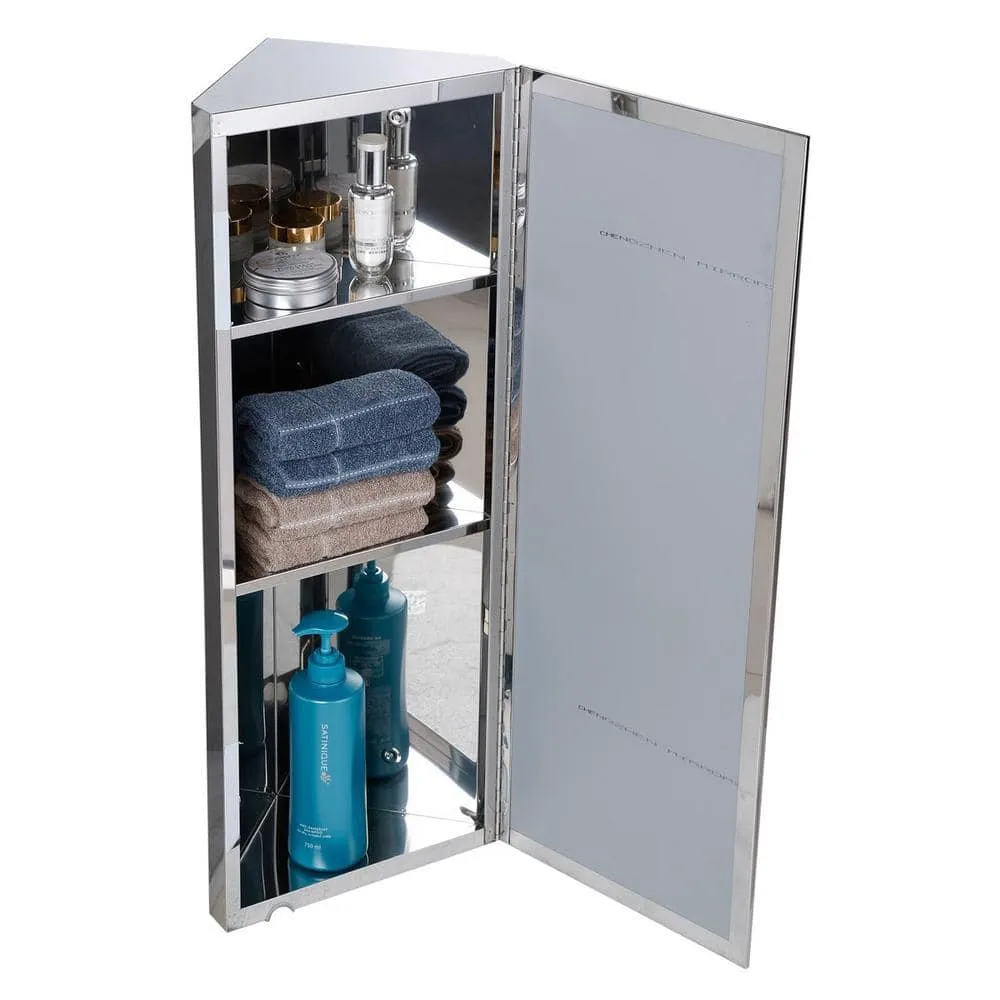 RENOVATORS SUPPLY MANUFACTURING Infinity X Corner 12 in. Width x 31-1/2 in. Height Corner Stainless Steel Recessed or Surface Mount Medicine Cabinet, photo 7 of 8