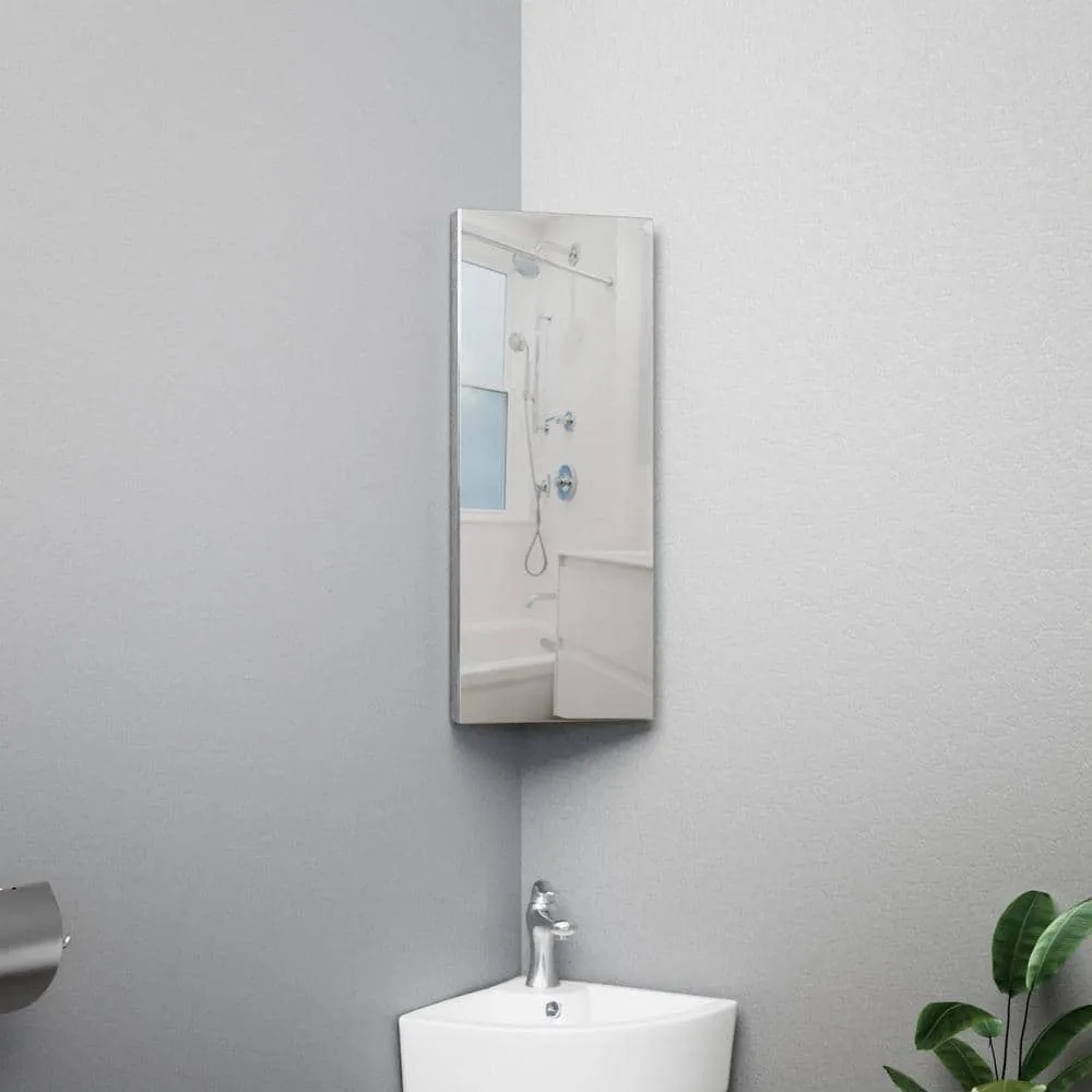 RENOVATORS SUPPLY MANUFACTURING Infinity X Corner 12 in. Width x 31-1/2 in. Height Corner Stainless Steel Recessed or Surface Mount Medicine Cabinet, photo 8 of 8