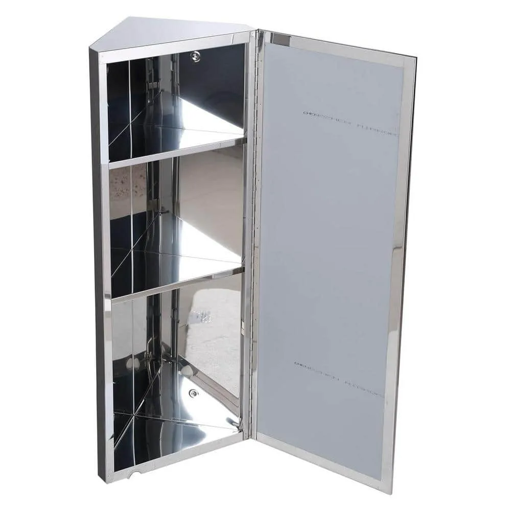 RENOVATORS SUPPLY MANUFACTURING Infinity X Corner 12 in. Width x 31-1/2 in. Height Corner Stainless Steel Recessed or Surface Mount Medicine Cabinet, photo 4 of 8
