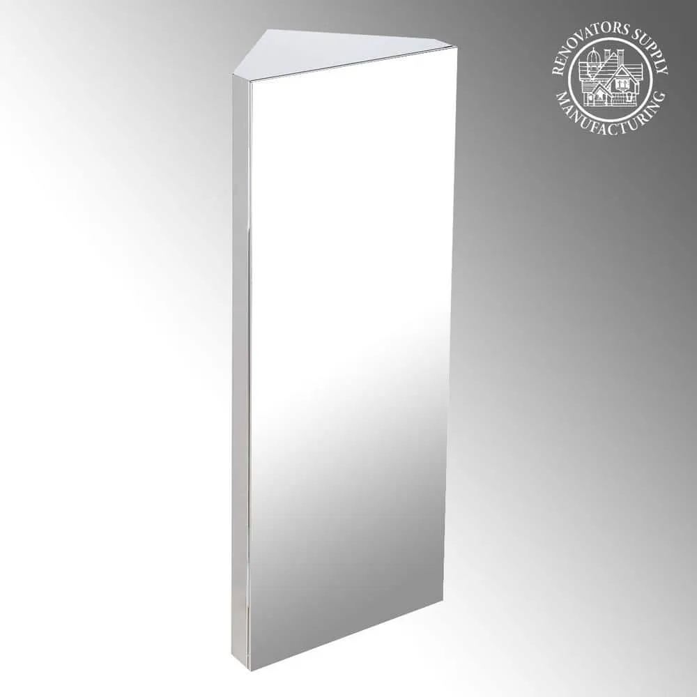 RENOVATORS SUPPLY MANUFACTURING Infinity X Corner 12 in. Width x 31-1/2 in. Height Corner Stainless Steel Recessed or Surface Mount Medicine Cabinet, photo 5 of 8