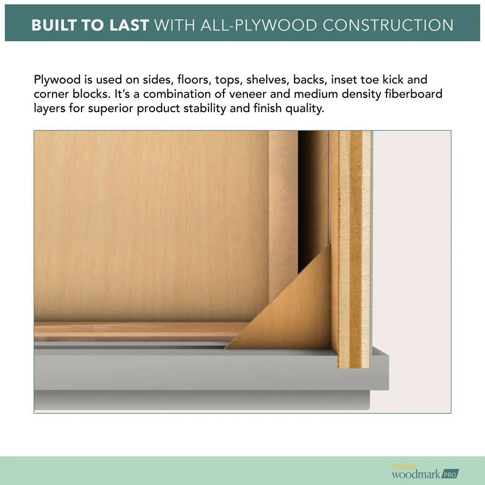 SIMPLY WOODMARK PRO Shaker Full Overlay 18 in. W x 12 in. D x 42 in. H Plywood Assembled Wall Kitchen Cabinet in Stone Gray, photo 5 of 12