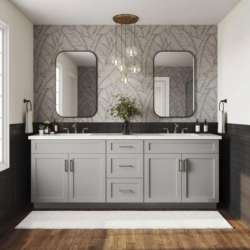 SIMPLY WOODMARK PRO Shaker Full Overlay 18 in. W x 12 in. D x 42 in. H Plywood Assembled Wall Kitchen Cabinet in Stone Gray, photo 9 of 12