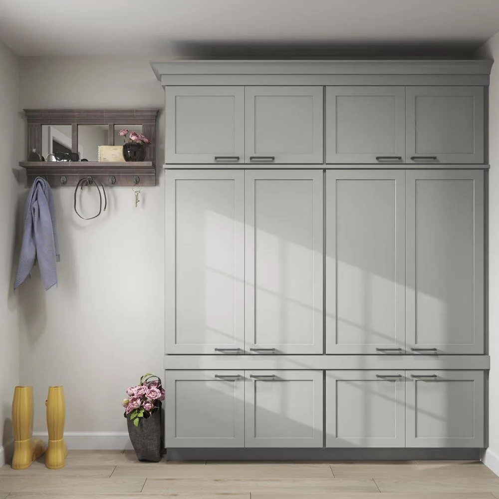 SIMPLY WOODMARK PRO Shaker Full Overlay 18 in. W x 12 in. D x 42 in. H Plywood Assembled Wall Kitchen Cabinet in Stone Gray, photo 8 of 12
