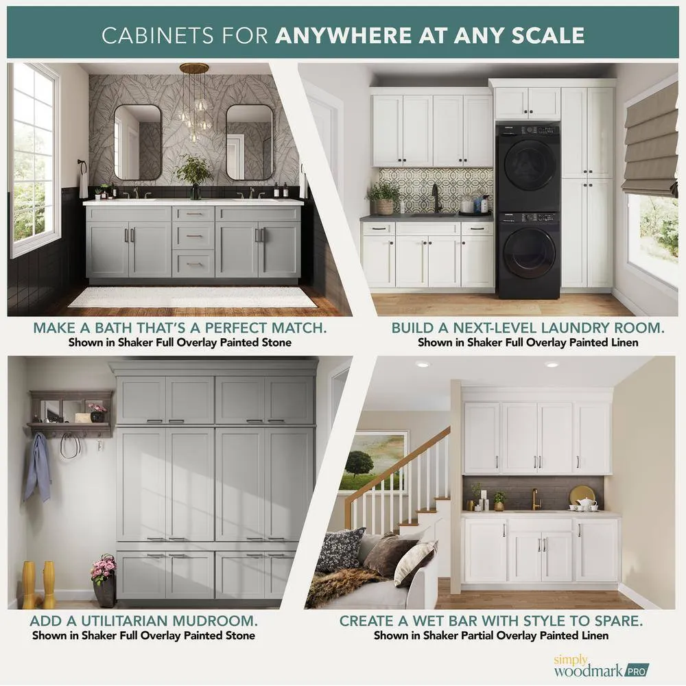 SIMPLY WOODMARK PRO Shaker Full Overlay 18 in. W x 12 in. D x 42 in. H Plywood Assembled Wall Kitchen Cabinet in Stone Gray, photo 10 of 12