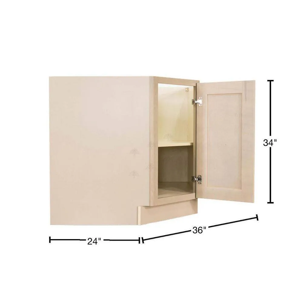LIFEART CABINETRY Lancaster Shaker Assembled 36 in. x 34.5 in. x 24 in. Base Diagonal Cabinet in Stone Wash, photo 2 of 7