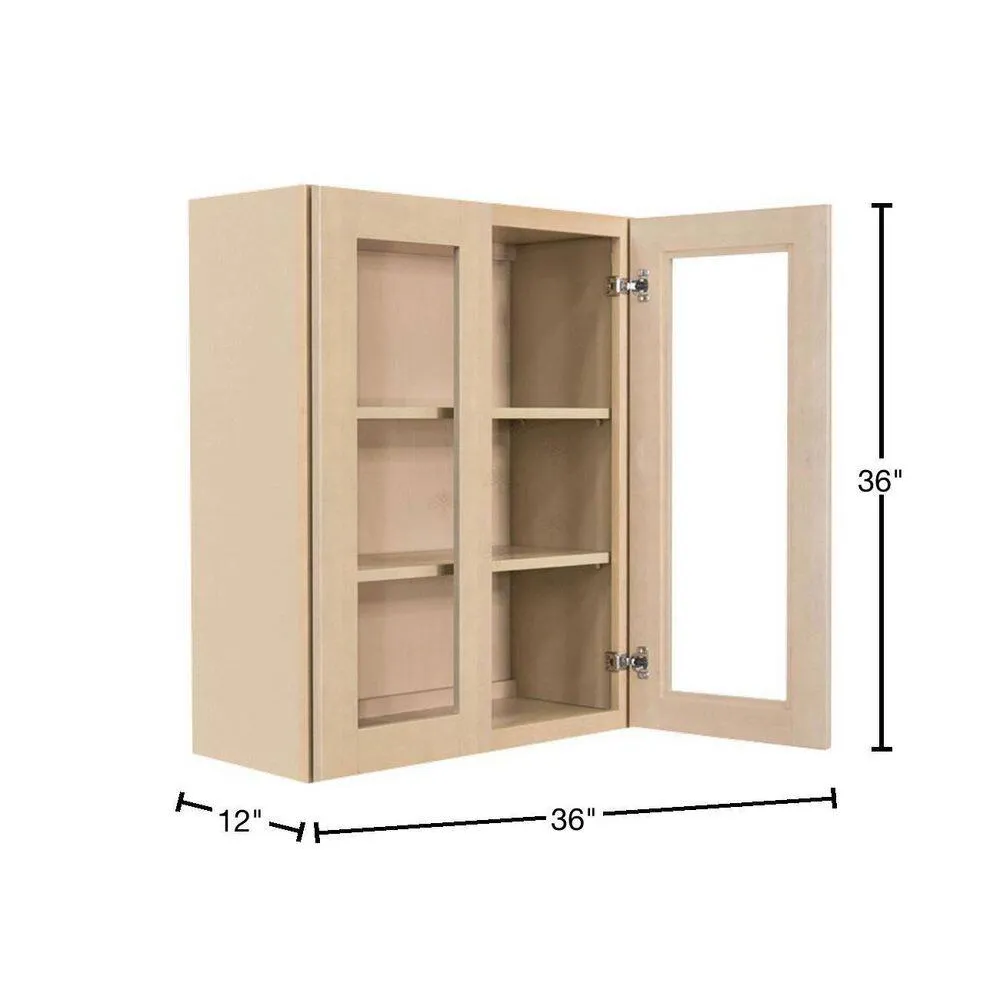 LIFEART CABINETRY Lancaster Shaker Assembled 36x36x12 in. Wall Mullion Door Cabinet with 2 Doors 2 Shelves in Stone Wash, photo 2 of 8