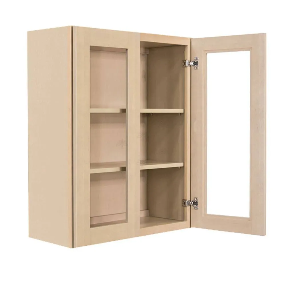LIFEART CABINETRY Lancaster Shaker Assembled 36x36x12 in. Wall Mullion Door Cabinet with 2 Doors 2 Shelves in Stone Wash, photo 4 of 8