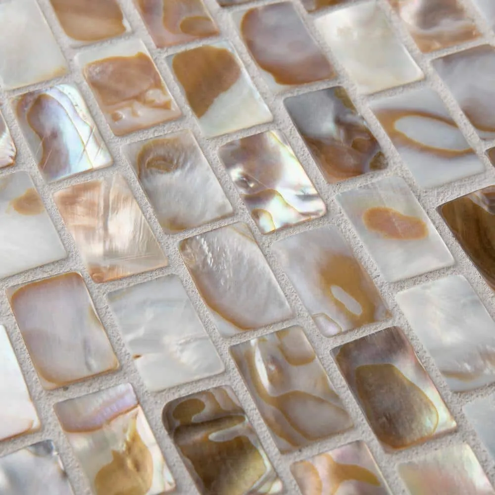 Merola Tile Conchella Subway Natural 12-1/4 in. x 12-1/2 in. x 2 mm Natural Seashell Mosaic Tile, photo 5 of 8
