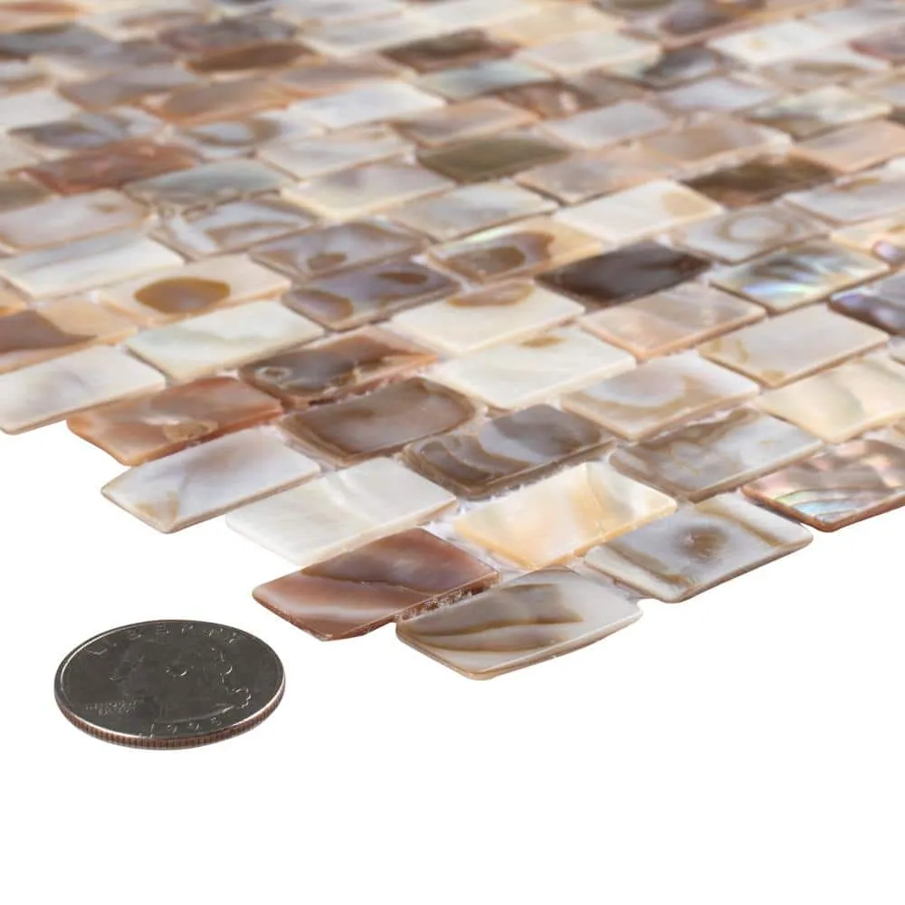Merola Tile Conchella Subway Natural 12-1/4 in. x 12-1/2 in. x 2 mm Natural Seashell Mosaic Tile, photo 3 of 8