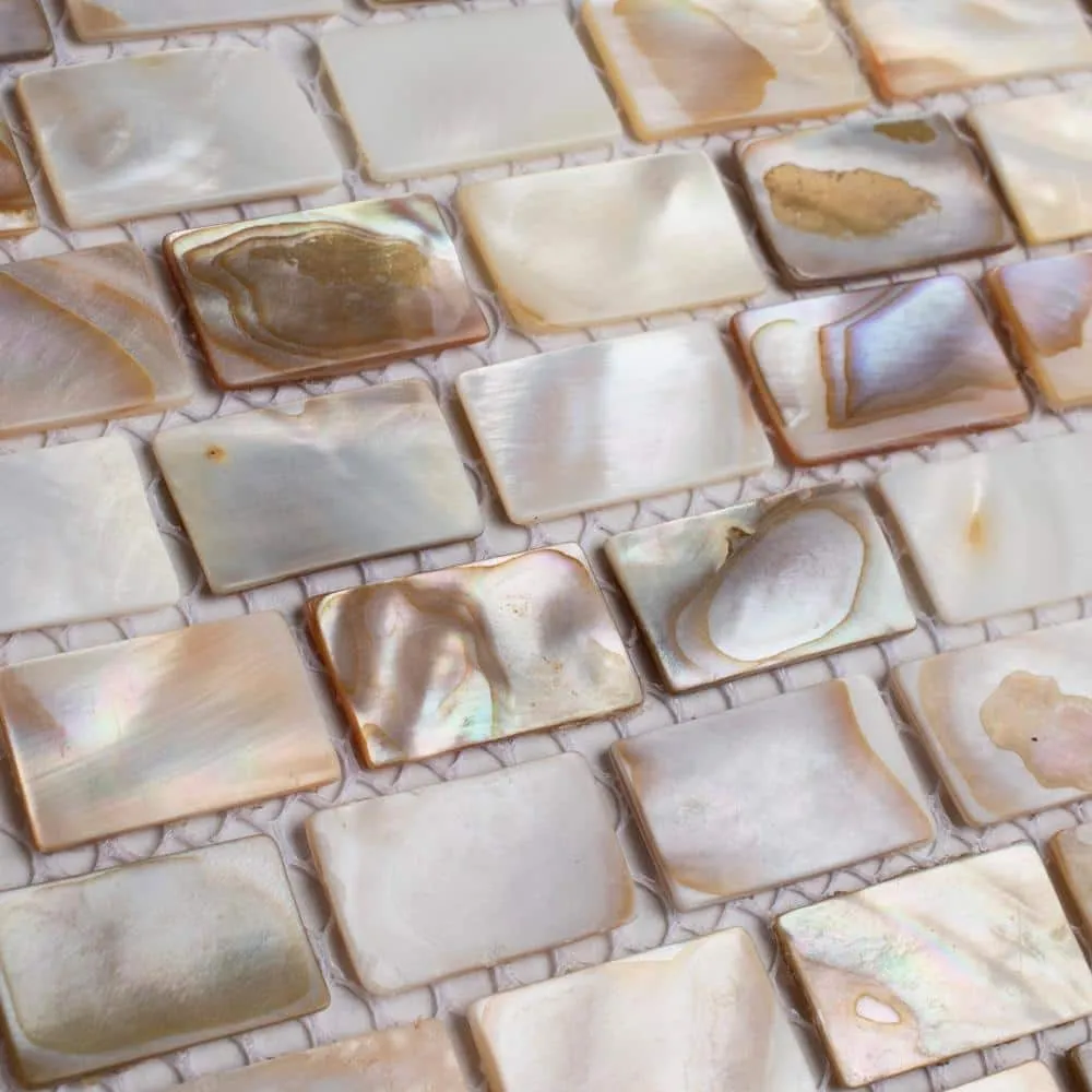 Merola Tile Conchella Subway Natural 12-1/4 in. x 12-1/2 in. x 2 mm Natural Seashell Mosaic Tile, photo 6 of 8