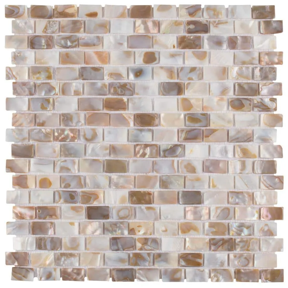 Merola Tile Conchella Subway Natural 12-1/4 in. x 12-1/2 in. x 2 mm Natural Seashell Mosaic Tile, photo 7 of 8