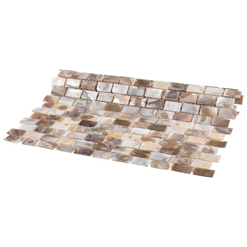 Merola Tile Conchella Subway Natural 12-1/4 in. x 12-1/2 in. x 2 mm Natural Seashell Mosaic Tile, photo 4 of 8