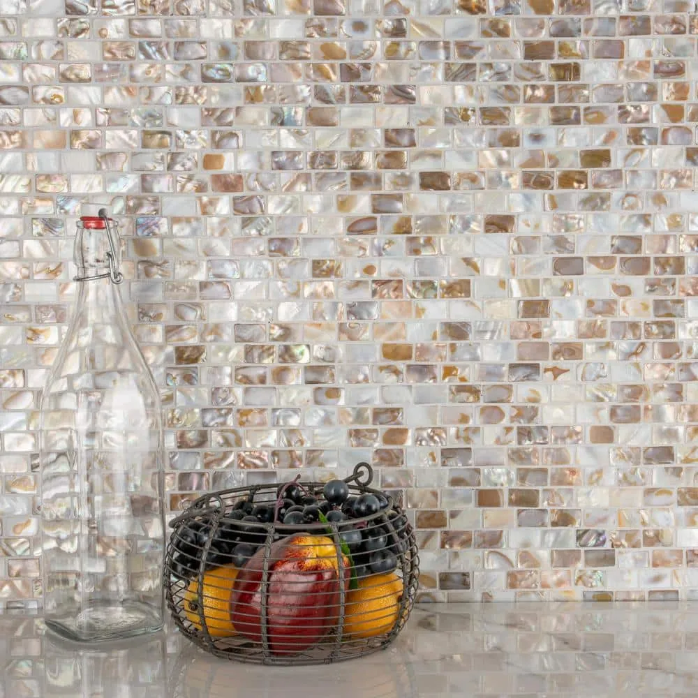 Merola Tile Conchella Subway Natural 12-1/4 in. x 12-1/2 in. x 2 mm Natural Seashell Mosaic Tile, photo 2 of 8