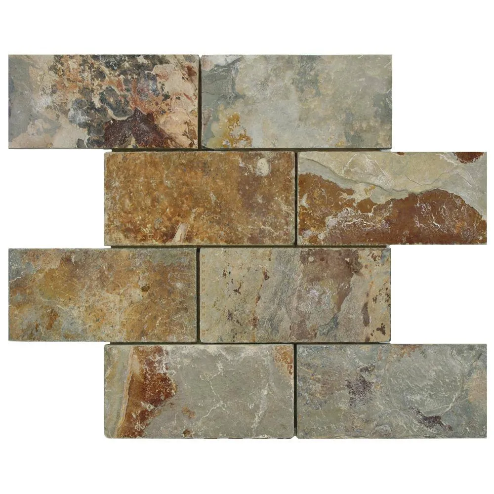 Merola Tile Crag Subway Sunset 11-3/4 in. x 11-3/4 in. x 10 mm Slate Mosaic Tile, photo 4 of 8