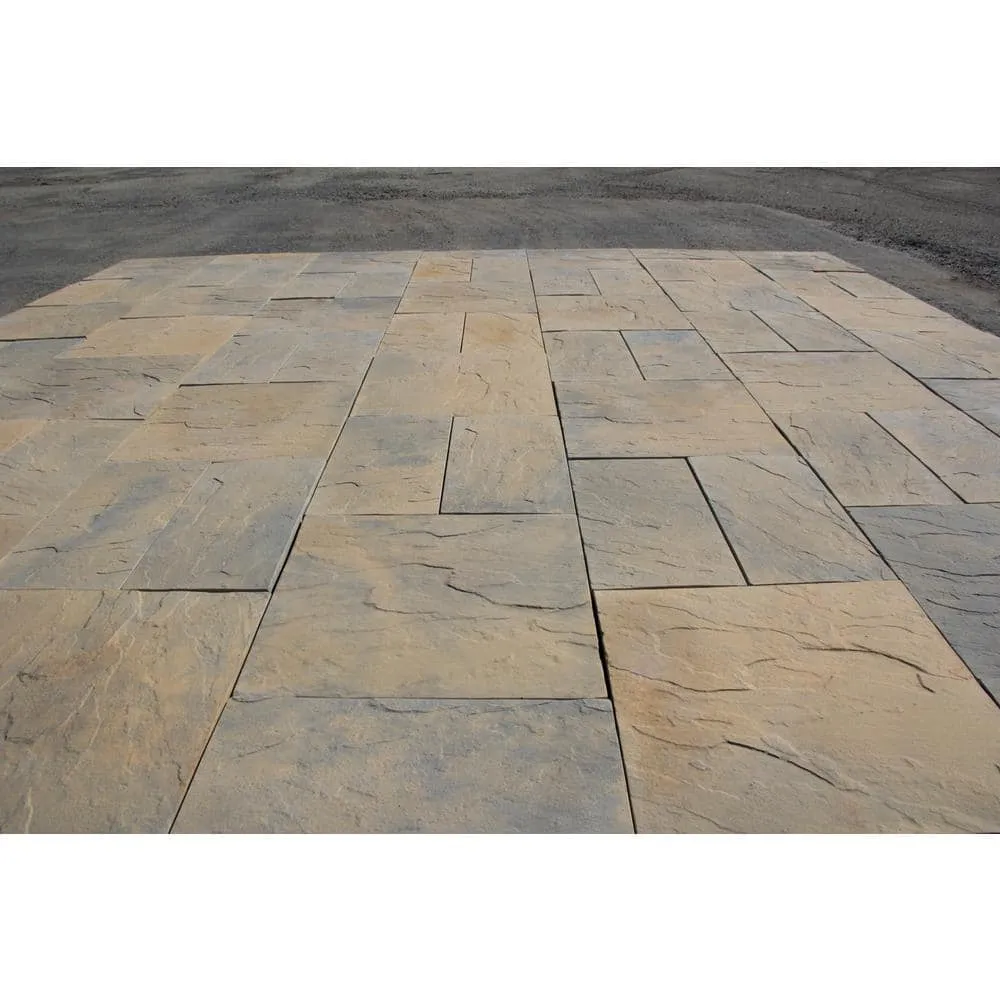 Nantucket Pavers Patio-on-a-Pallet 12in. x 24in. and 24in. x 24in. Concrete Tan Variegated Basketweave Yorkstone Paver(18 Pcs/48 Sq Ft), photo 4 of 7