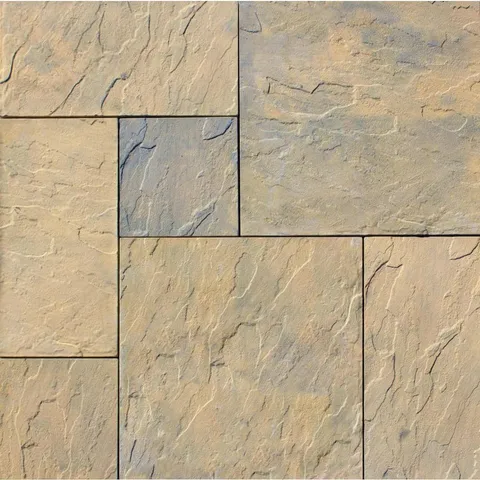 Patio-on-a-pallet 10 × 10 ft Tan Variegated Dutch York-Stone Concrete Pavers