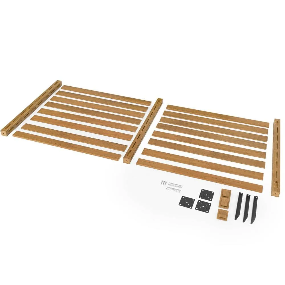 38''W x 46''H Teak Brown Outdoor No Dig Fence Poly Plastic Picket Fence Panel Decorative Garden Privacy Fence(4-Pack), photo 10 of 11