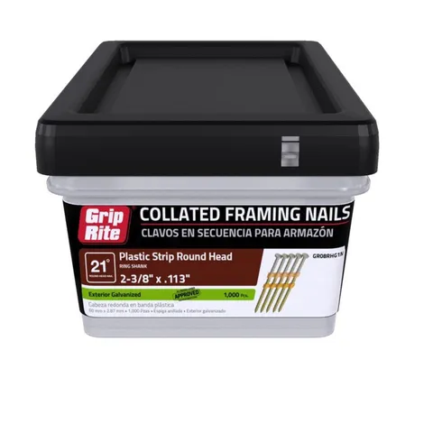 21 Degree Plastic Strip Round Head HDG Framing Nails Bright Coated Smooth Shank 2-3/8" 5M/Box Mill