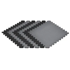 Norsk Black/Gray 24 in. x 24 in. x 0.51 in. Foam Interlocking Reversible Floor Mat (6-Pack), photo 3 of 6