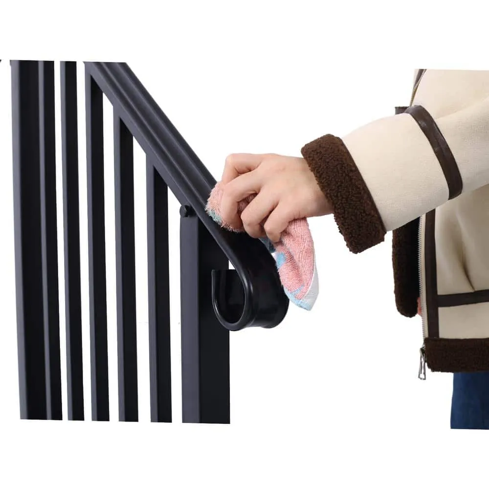 Tidoin 54 in. H x 33 in. W Black Steel Outdoor Stair Railing Kit Fit 2 or 3 Steps, photo 3 of 6