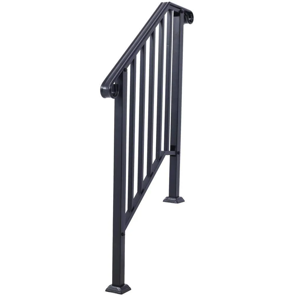 Tidoin 54 in. H x 33 in. W Black Steel Outdoor Stair Railing Kit Fit 2 or 3 Steps, photo 6 of 6