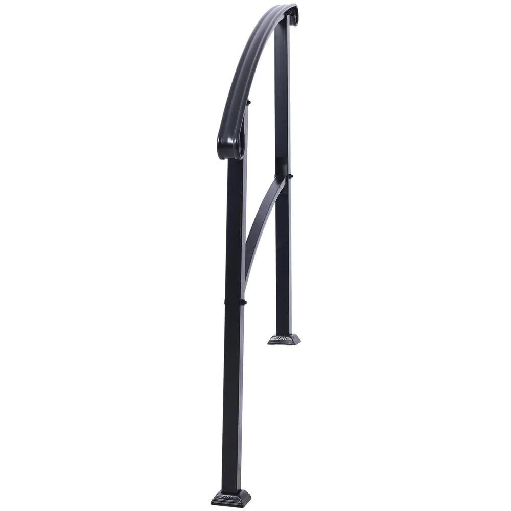 Tidoin 55 in. H x 37 in. W Black Steel Outdoor Stair Railing Kit Fit 1 or 3 Steps, photo 4 of 5