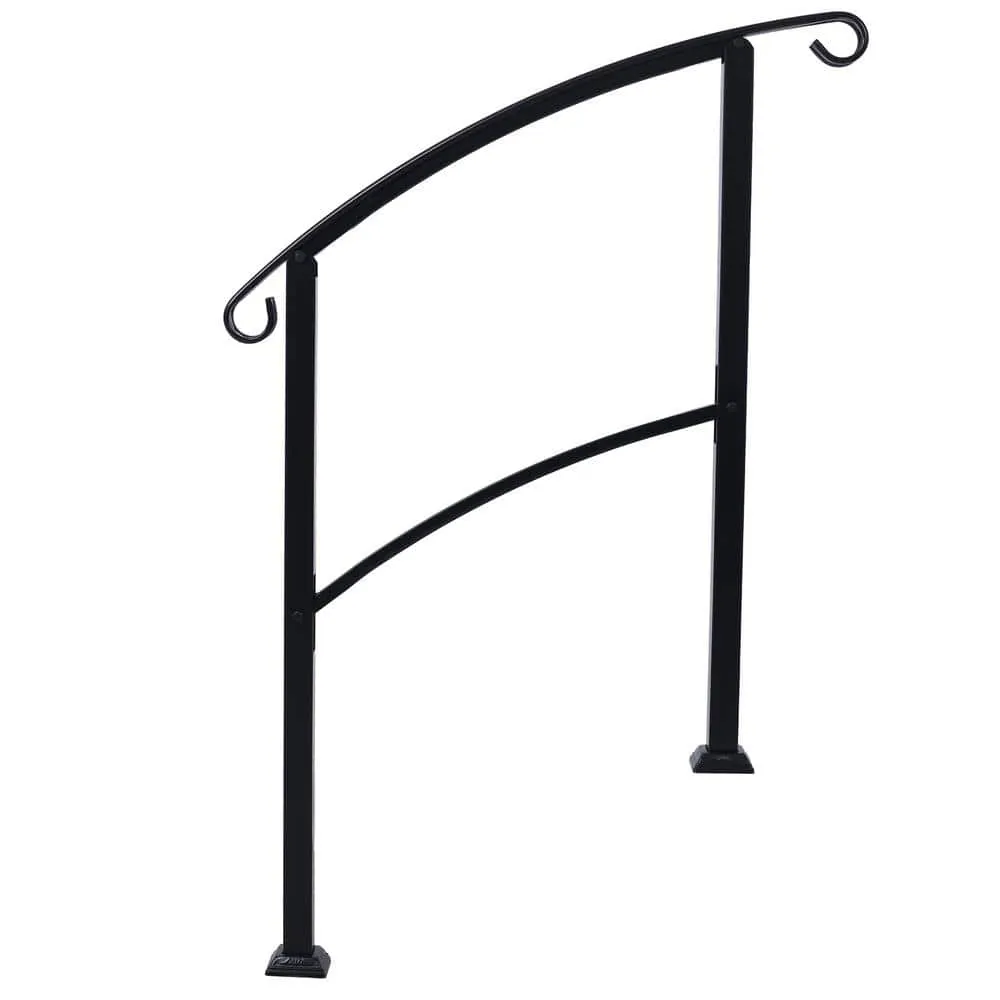 Tidoin 55 in. H x 37 in. W Black Steel Outdoor Stair Railing Kit Fit 1 or 3 Steps, photo 5 of 5